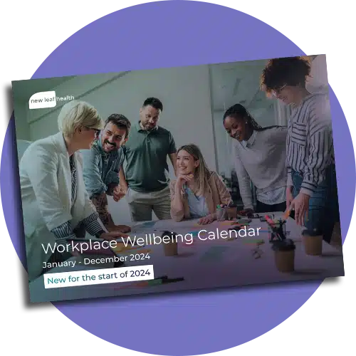 The front cover of the New Leaf Health Workplace Wellbeing Calendar