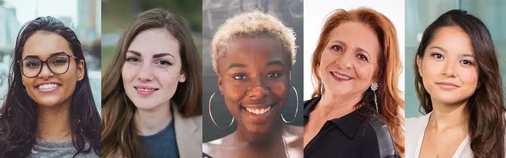 A collection of women's faces to showcase diversity and inclusion for International Women's Day