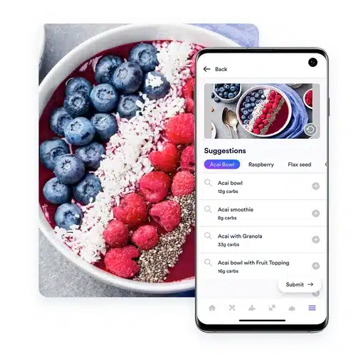 The Gro Health app showing a healthy bowl of fruit