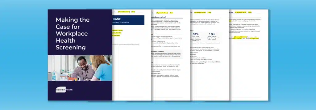 A Mockup of the Making the Case for Workplace Health Screening template
