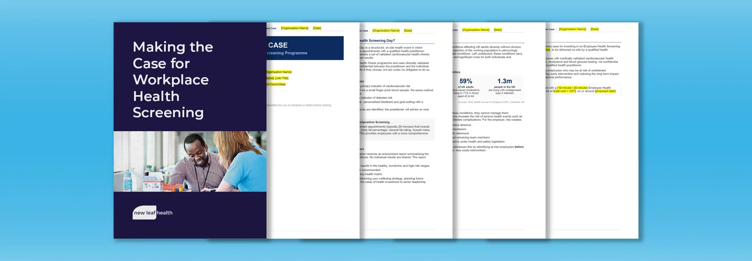 A Mockup of the Making the Case for Workplace Health Screening template