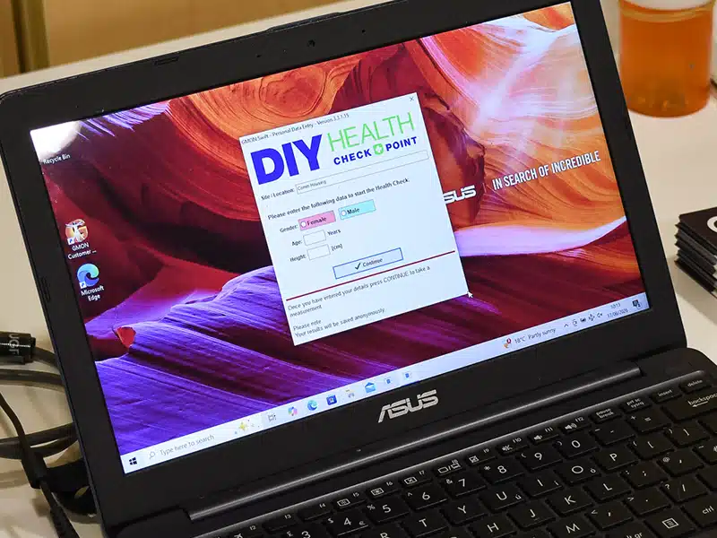 The DIY Health Check Point laptop used in New Leaf Health's Employee Health Check events